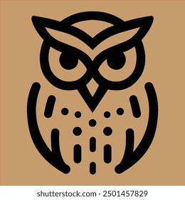 The owl’s wise and watchful expression adds a touch of intelligence and elegance to the overall design. The ow logo features a symmetrical design with abstract shapes forming the body, wings and eyes.