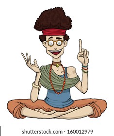 Wise Young Guru, Yoga Master, Giving Advice, Vector Illustration