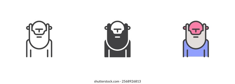 Wiseman with beard icon. Professor line and glyph version, outline and filled vector sign. linear and full pictogram. Symbol, logo illustration. Different style icons set