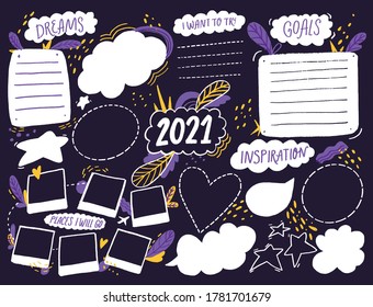 Vision Board Template Space Goals Dreams Stock Vector Royalty Free