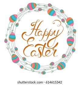 wish happy Easter with a wreath