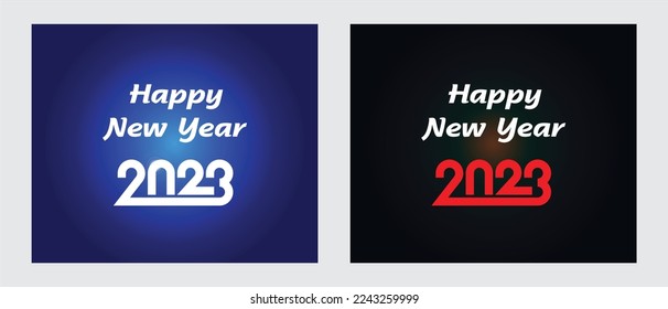 wish Happy New Year 2023 handwritten lettering tipography line design sparkle firework gold white blue year 2023 background