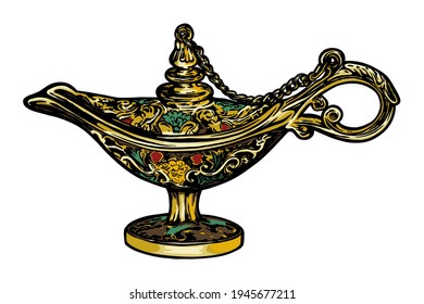 Wish Lamp - vector illustration - Hand drawn