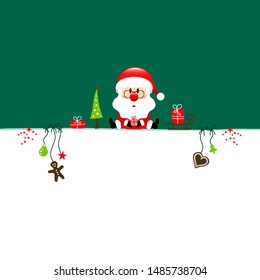 Wish List Christmas Santa And Icons Dark Green Background