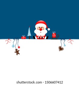 Wish List Christmas Santa And Icons Dark Blue Background