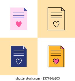 Wish list concept icon set in flat and line styles