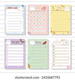 wish list, counting day, planner and note design collection set