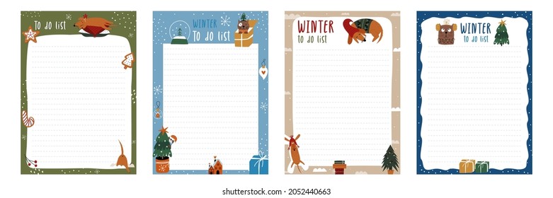 Wish list decorated templates.  Christmas To do list. Holidays to do, check list for gifts, wish, shopping