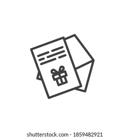 Wish list with gift box line icon. linear style sign for mobile concept and web design. Christmas wish list outline vector icon. Symbol, logo illustration. Vector graphics