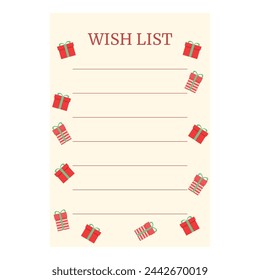 Lista de deseos cajas de regalo icono vector de dibujos animados. Servicio Web. Aplicación Desire roster