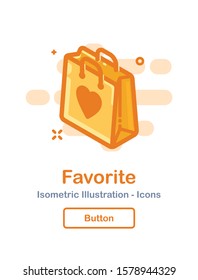 Wish List Icon. Gift. Favorite Icon. Isometric Vector Icon - Illustration