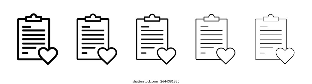 Wish list icon graphic set. trendy stroke line style