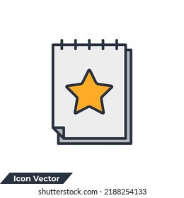 wish list icon logo vector illustration. star in notebook symbol template for graphic and web design collection
