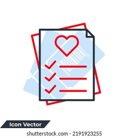 wish list icon logo vector illustration. Like document symbol template for graphic and web design collection