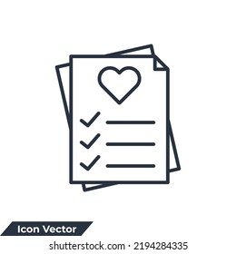 wish list icon logo vector illustration. Like document symbol template for graphic and web design collection