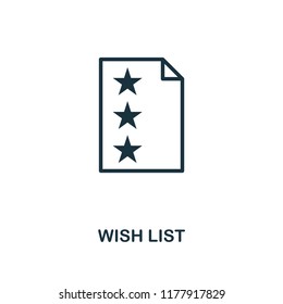 Wish List icon. Monochrome style design from e-commerce collection. UI. Pixel perfect simple pictogram wish list icon. Web design, apps, software, print usage.