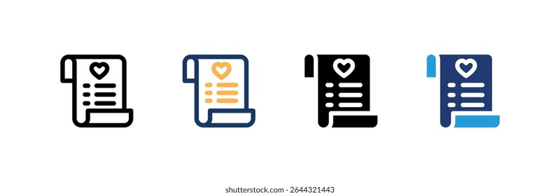 Wish List icon set multiple style collection. Vector illustration.