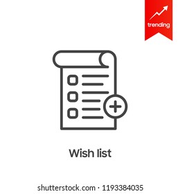 Wish list icon in simple outline design. EPS10 vector illustration.