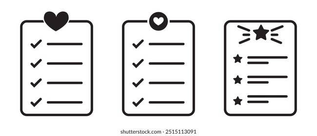 modelo de símbolo de ícone de lista de desejos para ilustração de vetor de logotipo de coleção de design gráfico e web