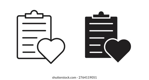 Wish list icon symbols, Solid black and editable stroke icons