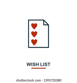 Wish List icon in two colors. Creative black and red design from e-commerce icons collection. Pixel perfect simple wish list icon for web design, apps, software, print usage.