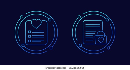 Wish list icons, linear design