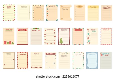 Wish list icons set cartoon vector. Christmas post. Winter wishlist