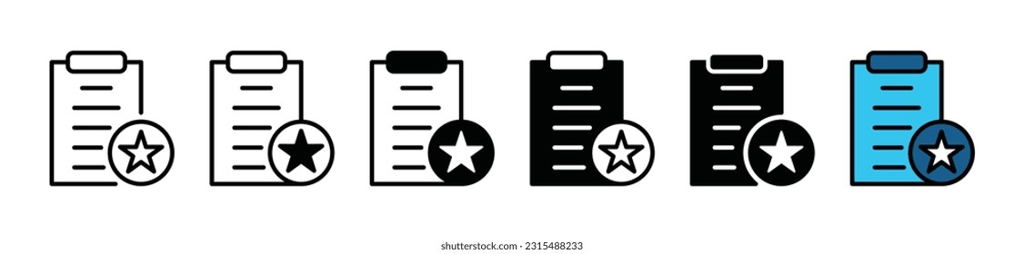Wish list icons set. Wishlist, favorite list icon in line, flat, and color style on white background with editable stroke for apps and websites. Vector illustration