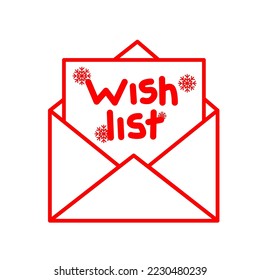 Wish list letter vector icon isolated on white background, vector illustration 