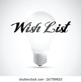 wish list light bulb sign concept illustration design over white