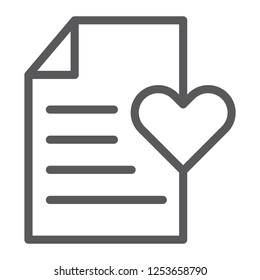 Wish list line icon, paper and document, checklist sign, vector graphics, a linear pattern on a white background, eps 10.