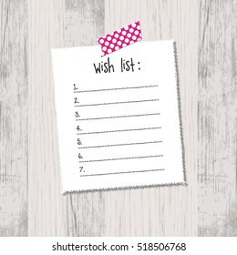 Wish list. New year card with copy space.