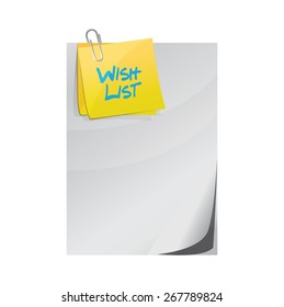 wish list paper and memo post sign concept illustration design over white