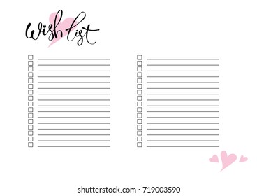 wish list  planner  blank template