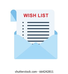 Wish list and shopping schedule, check list. Flat vector cartoon illustration. Objects isolated on a white background.