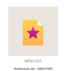 Wish List Star Favorite Bookmark Shopping Icon for Web Business E-commerce Sign, Website Design Use, Flat Vector Illustration 