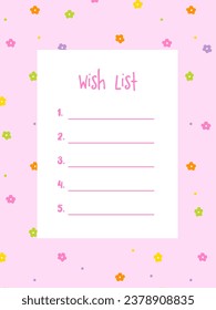 The Wish list, template. Printable. Floral design.