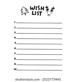 Wish list. Template. Vector design. Illustration on white background.