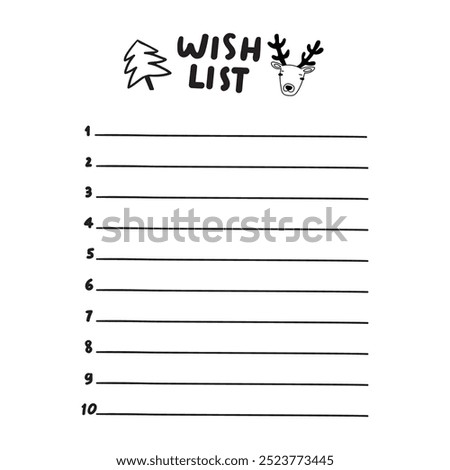 Wish list. Template. Vector design. Illustration on white background.