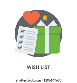 
Wish list or a todo list on a paper with gift box 
