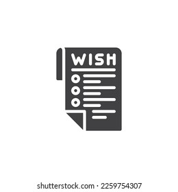 Möchten Sie Vektorsymbol auflisten? volles Flachzeichen für mobiles Konzept und Webdesign. Wunschzettel-Symbol Symbol, Logo-Abbildung. Vektorgrafik