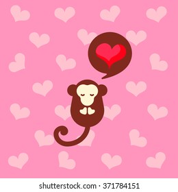 Wish Love Monkey Character. Happy New Year Wishes.