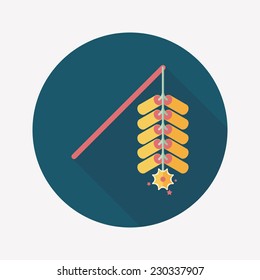 " Wish spring comes" Chinese firecrackers flat icon, eps10