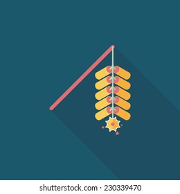 " Wish spring comes" Chinese firecrackers flat icon, eps10