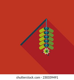 " Wish spring comes" Chinese firecrackers flat icon, eps10