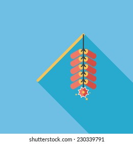 " Wish spring comes" Chinese firecrackers flat icon, eps10