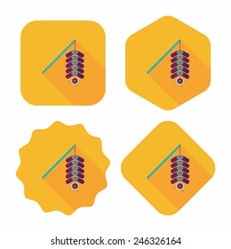 " Wish spring comes" Chinese firecrackers flat icon, eps10