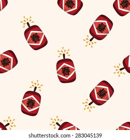 " Wish spring comes" Chinese firecrackers ,seamless pattern