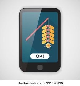 " Wish spring comes" Chinese firecrackers flat icon, eps10