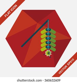 " Wish spring comes" Chinese firecrackers flat icon, eps10